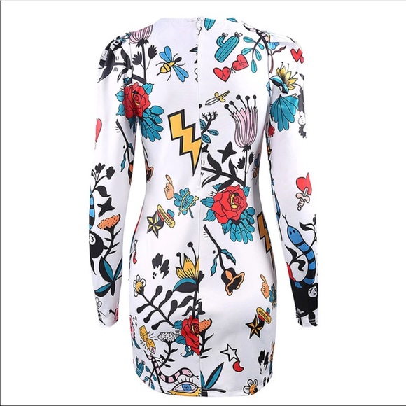 Rica white printed dress NWT bx8 - Picture 6 of 8